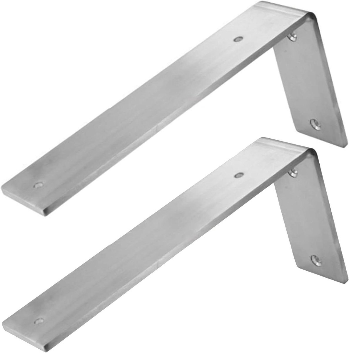 Plankhouders Roestvrij Staal - Wandconsoles Steunen - Planken Ophangen - Roestbestendig Geborsteld Metaal - 200mm x 110mm - Zilver