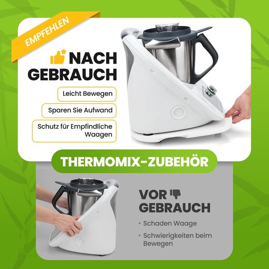 Glijplank voor Thermomix - Keukenmachine plank - Apparaat Verplaatsen - Met Wielen - 35 x 30 cm - Wit — afbeelding 4