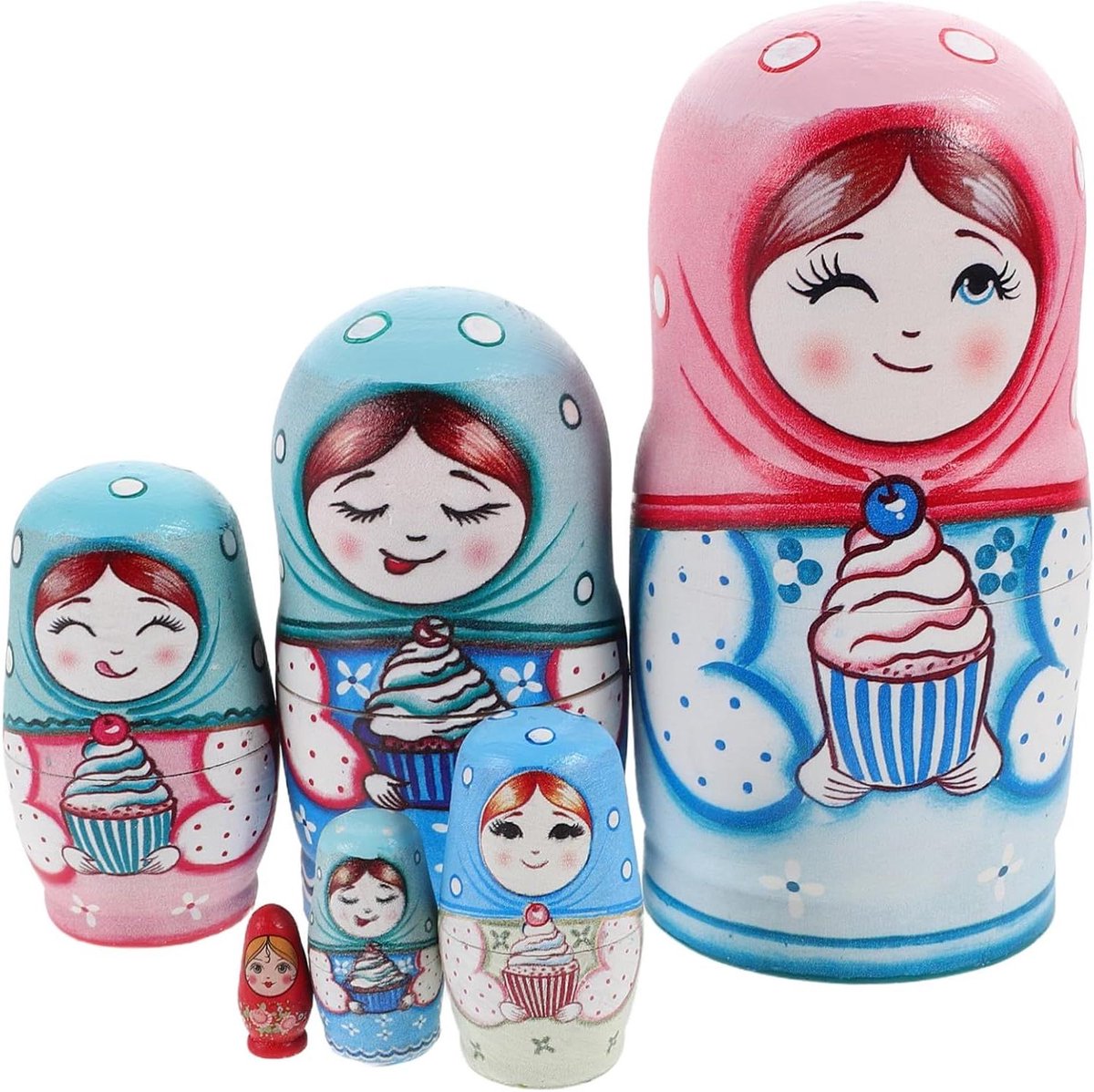 Nestende Poppen - Matroesjka Set - Educatief Speelgoed - Handgeschilderd Hout - 15 cm Hoog - Multicolor