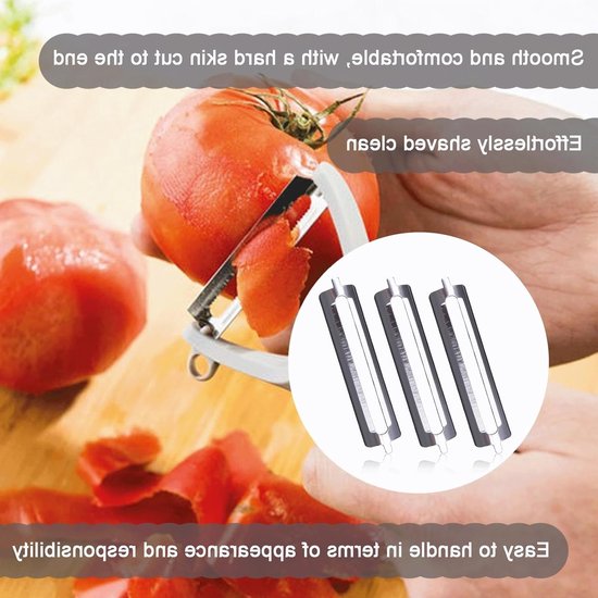 Set van 3 Vervangende Snijbladen voor Rvs Groenten- en Aardappel Schillers, Ideaal voor Komkommer en Asperges — afbeelding 2