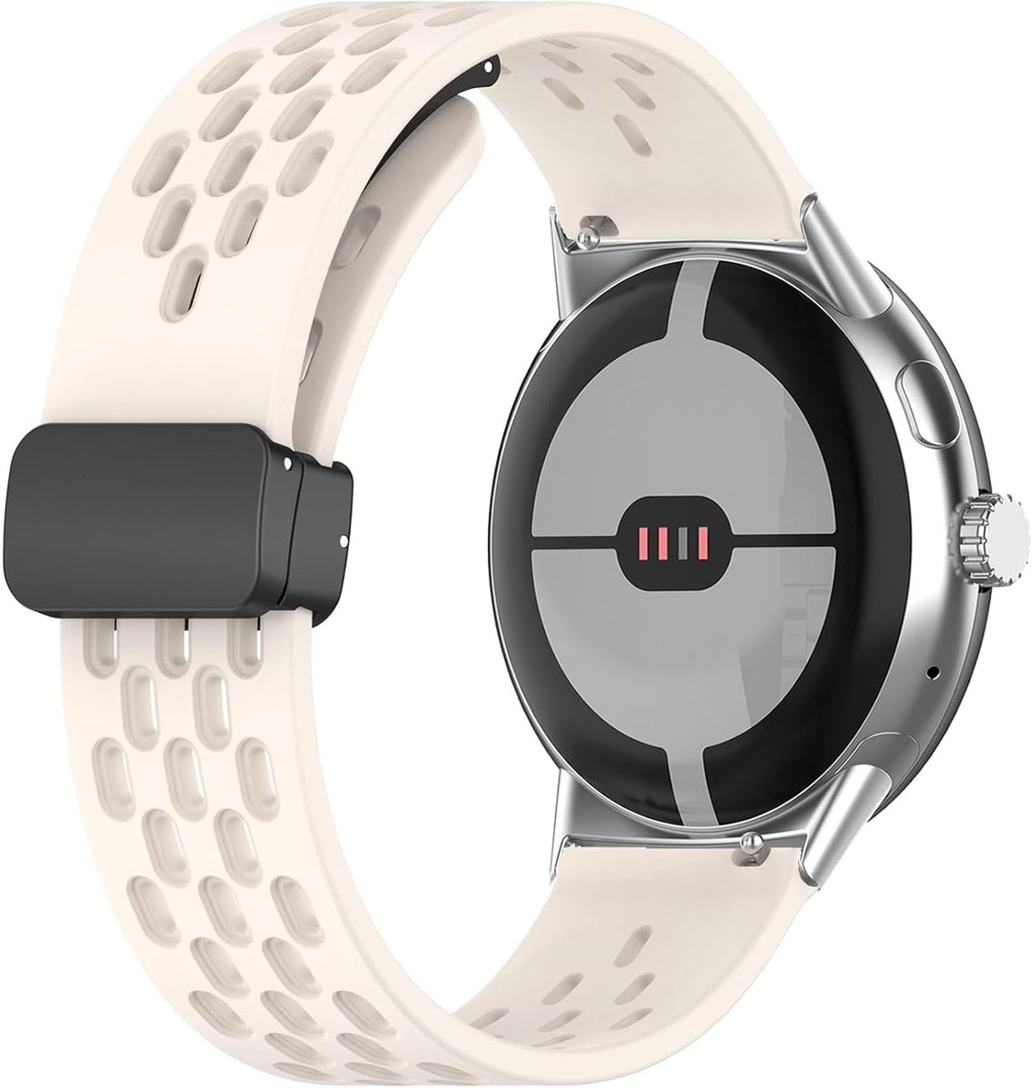 Siliconen Sportarmband voor Pixel Watch 4 en 3 - Magnetische Sluiting, Comfortabel en Duurzaam, Off-White
