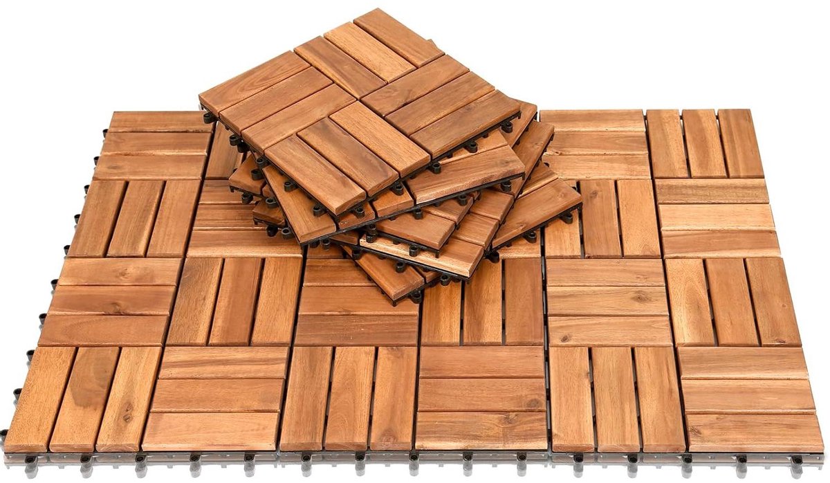 Houten Terrasvloer - Houten Tegels - Buiten Leven - Kliksysteem - 3 m² - Houtkleur