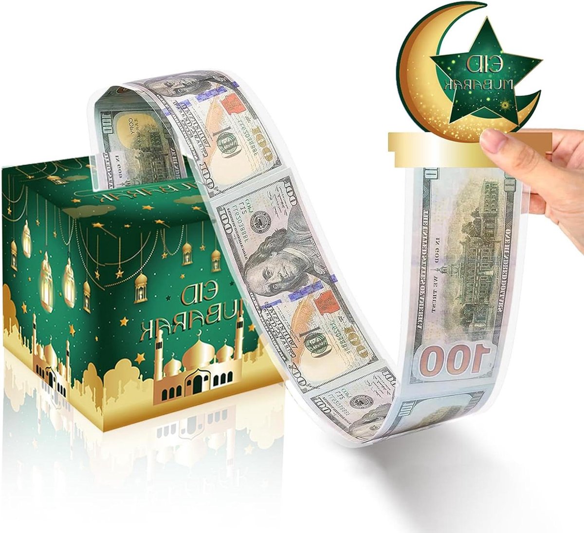 Geldbox - Spaarpot Feest - Cadeau Geven - Uniek Design - 13x13x11 cm - Eid Stijl C