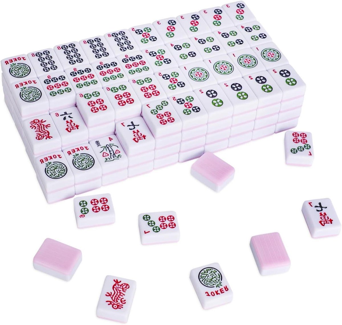 Mahjong Tegelset - Amerikaans Spel - Gezellig Spelen - 166 Roze Tegels - 3 cm Hoog - Roze