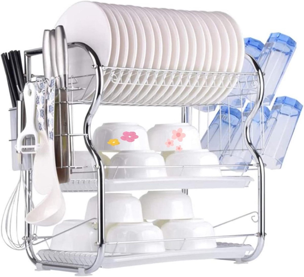 Afdruiprek Keuken - Servieshouder - Servies Drogen - Roestvrij Staal - 42 x 25 x 43.5 cm - Zilver