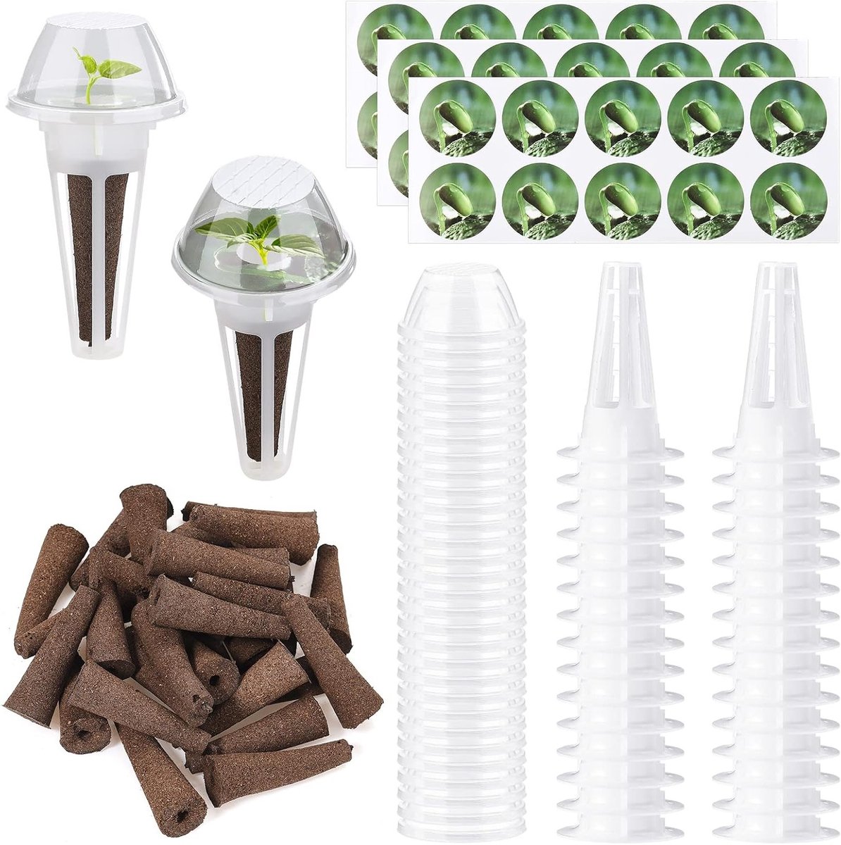 Complete Set van 120 Stuks Zaadstart Pods voor Hydrocultuur en Groenteteelt met Bedekkingsstickers en Schaduwfilters voor Binnenkwekerij
