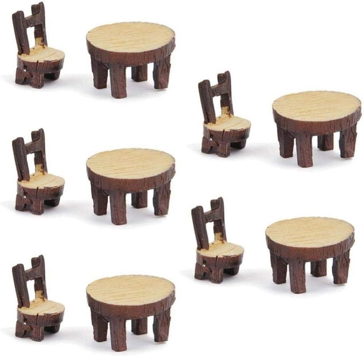 Miniatuur Tafel en Stoelen - Huis Funiture Set - Sprookjeswereld Creëren - Fijne Afwerking - 5 Set - Zoals Afgebeeld