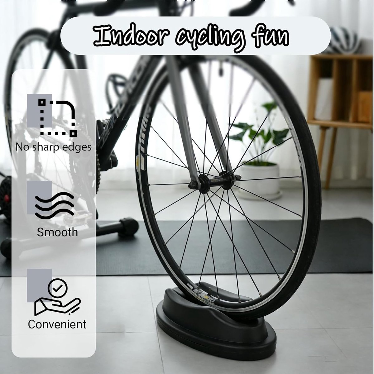Voorwielsteun Fiets - Roltrainer Steun - Binnen Fietsen - Gemakkelijk Gebruik - 22 x 11 x 5 cm - Zwart