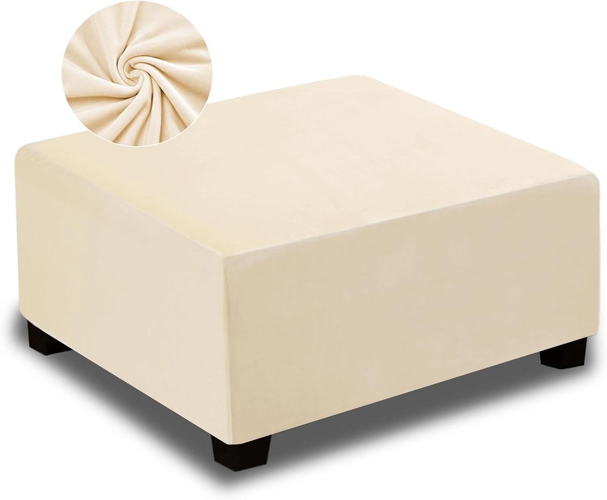 Ottomaanse hoes - Voetenbank hoes - Meubels beschermen - Zachte fluwelen stof - Maat L - Beige