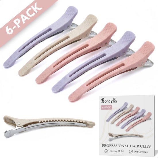 Lot de 6 pinces à cheveux pastel : lilas, beige, rose pâle.