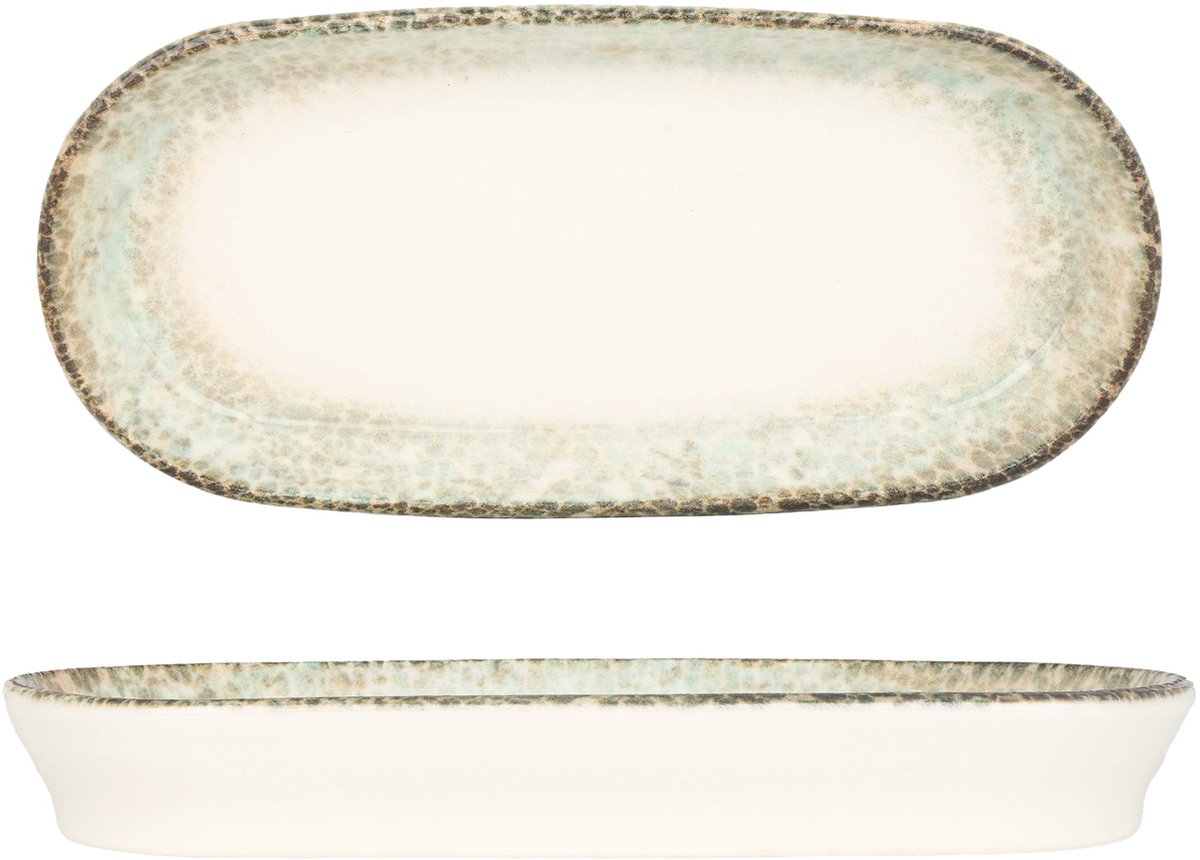 Kütahya Porselen Serveerschaal - Rust Green - Porselein - 16x8 cm (75cc) - set van 2