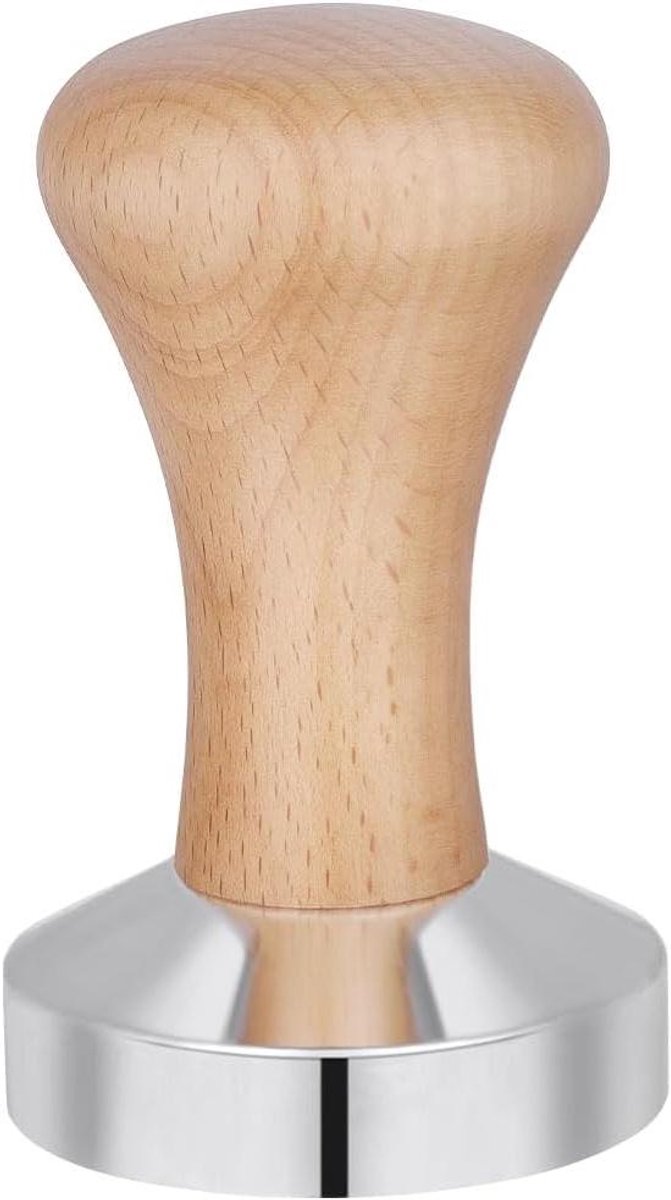 Koffie Tamper - Espresso Accessoire - Espresso Bereiden - Ergonomisch Houten Handvat - 51 mm - Licht Hout
