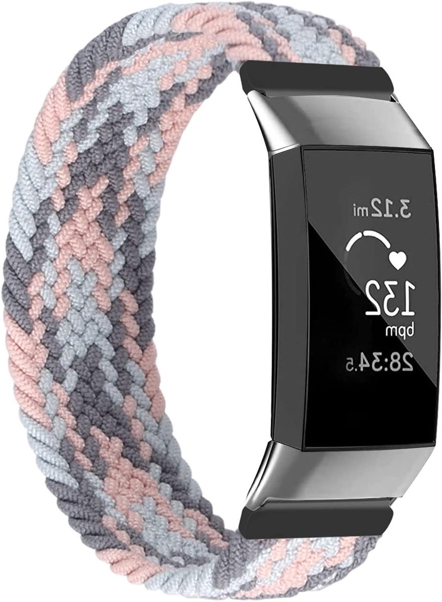 Elastische Ademende Sportband voor Fitbit Charge 3 en 4, Zacht Nylon, Geschikt voor Dames en Heren, Perfect voor Fitness en Activiteiten