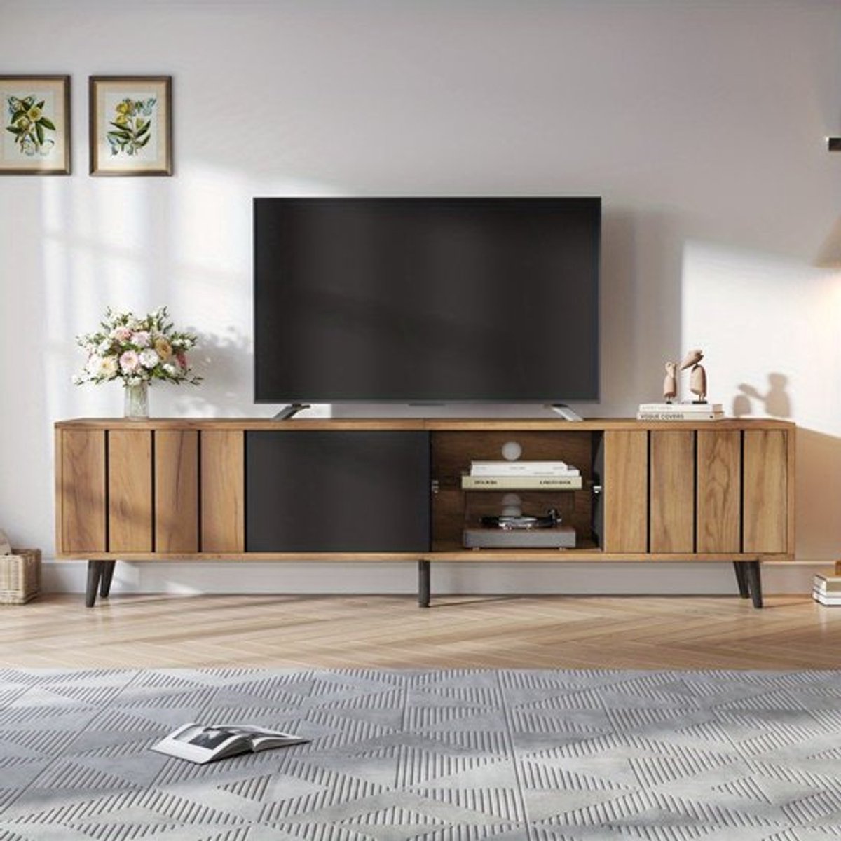 Tv Meubel – TV Kast – TV Meubelkast – TV Dressoir – TV Lowboard – 175x31,5x45 cm – Krasbestendig Oppervlak – Geschikt Voor 75 Inch Televisies