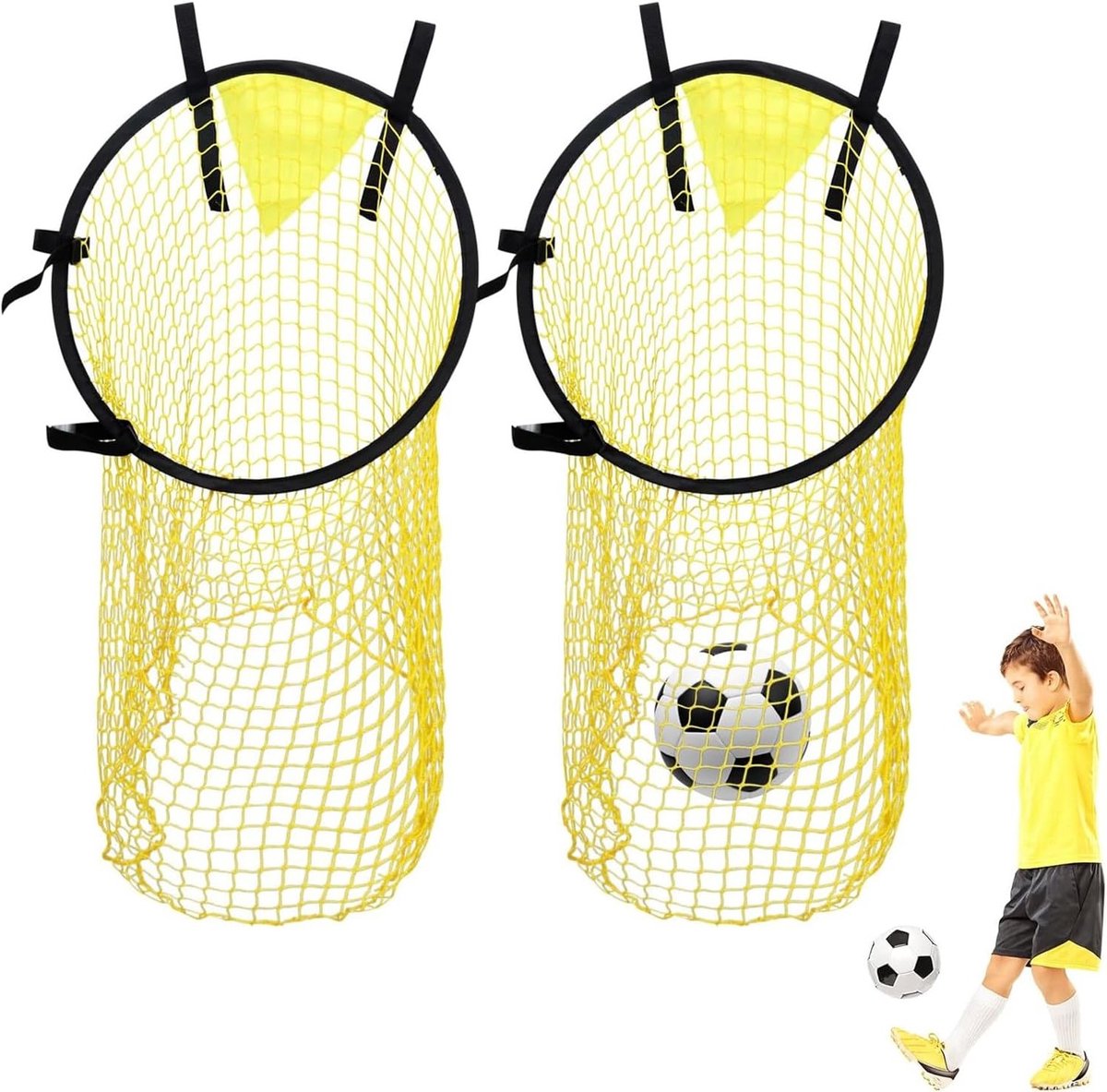 Verstelbare Voetbaldoelen Set van 2, Eenvoudige Montage, Ideaal voor Voetbaltraining voor Kinderen en Volwassenen, Inclusief Oefennetten en Stevige Bevestiging