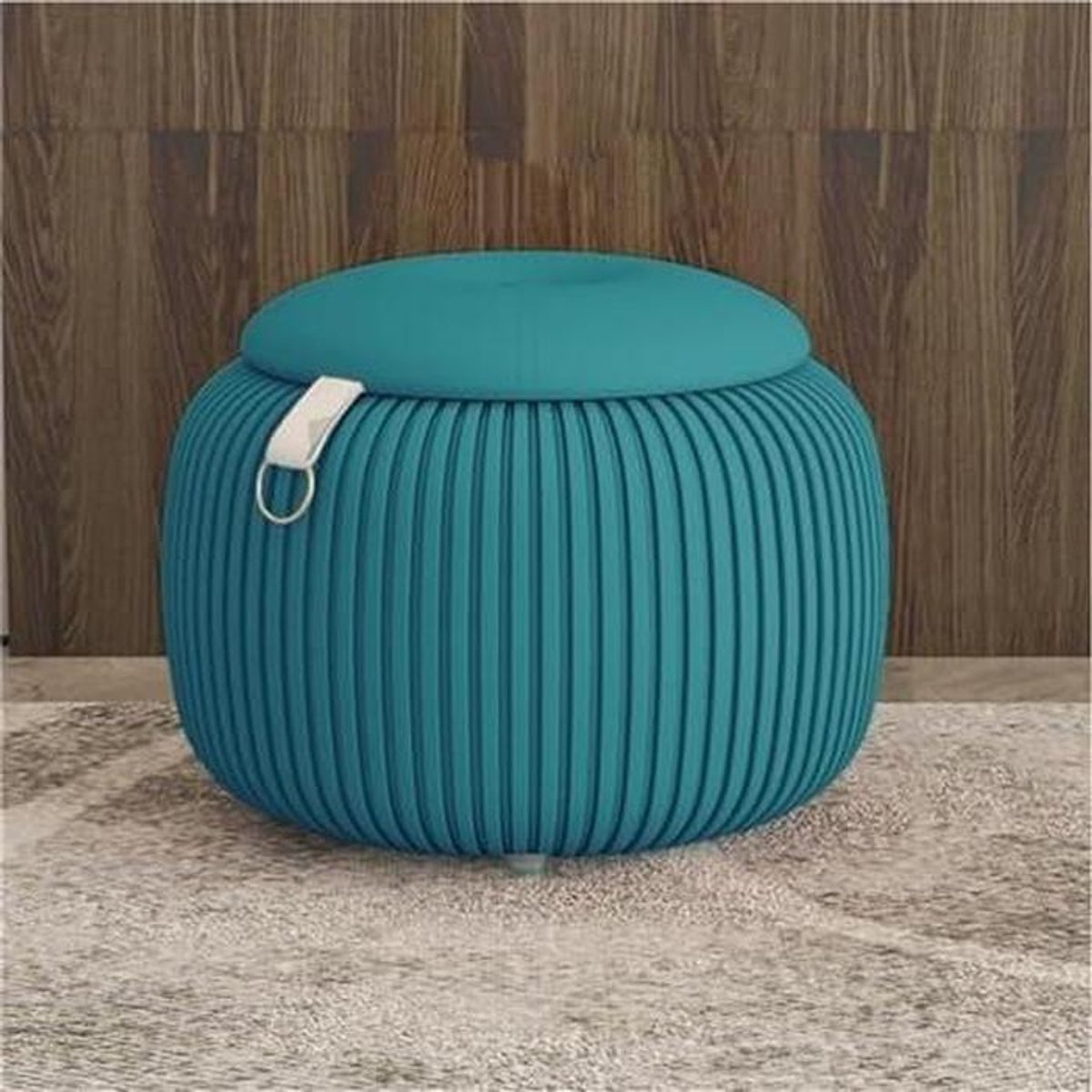 Ronde opbergpoef, faux PU kapkruk voor woonkamer, slaapkamer en entree, multifunctioneel en stijlvol meubelstuk