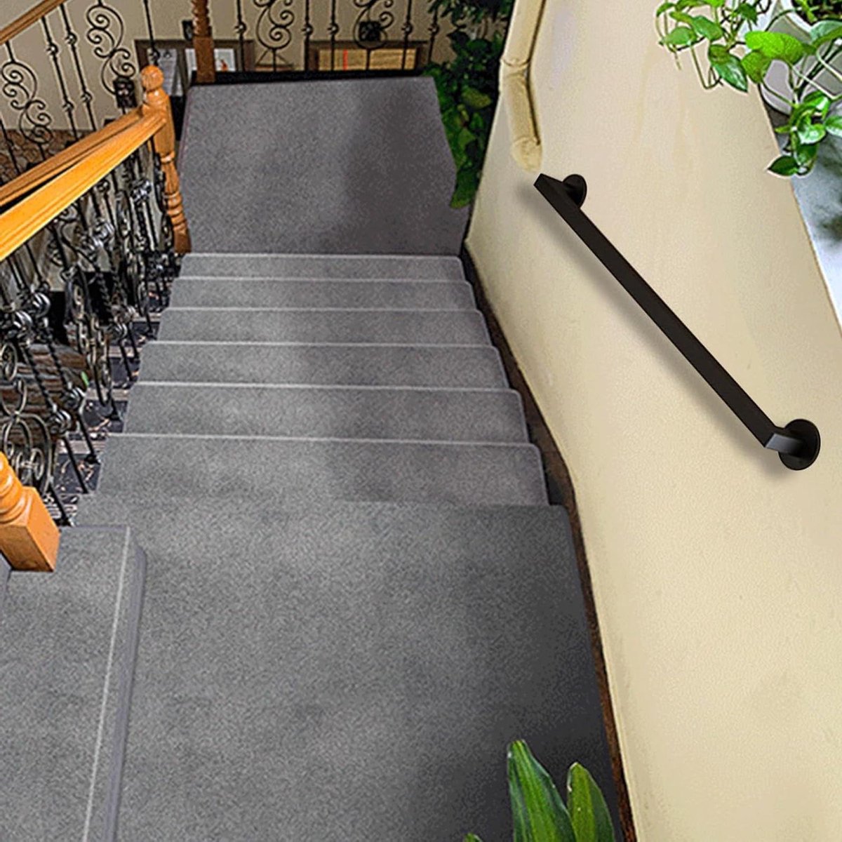 Trapleuning metaal - Wandsteun smeedijzer - Veilig traplopen - Zware belasting - 390cm lengte - Zwart