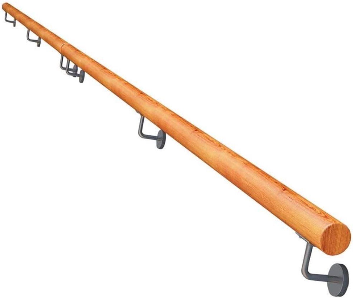 Trapleuning Kit - Houten Reling - Veiligheid Thuis - Binnen Buiten Gebruik - 30 cm - Natuurlijk Hout