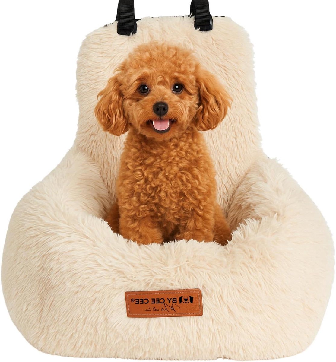 Autostoel Hond - Hondenmand Auto - Veilig Reizen - Stressverlagend Ontwerp - Maat S - Beige