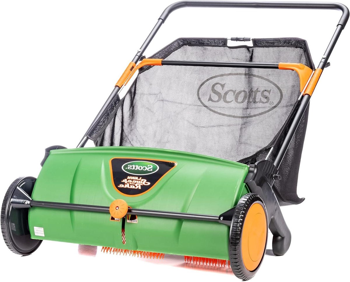 Gazonveger - Duwveger - Buiten reinigen - Draaibare hark borstels - 26 inch breed - Zwart/Groen