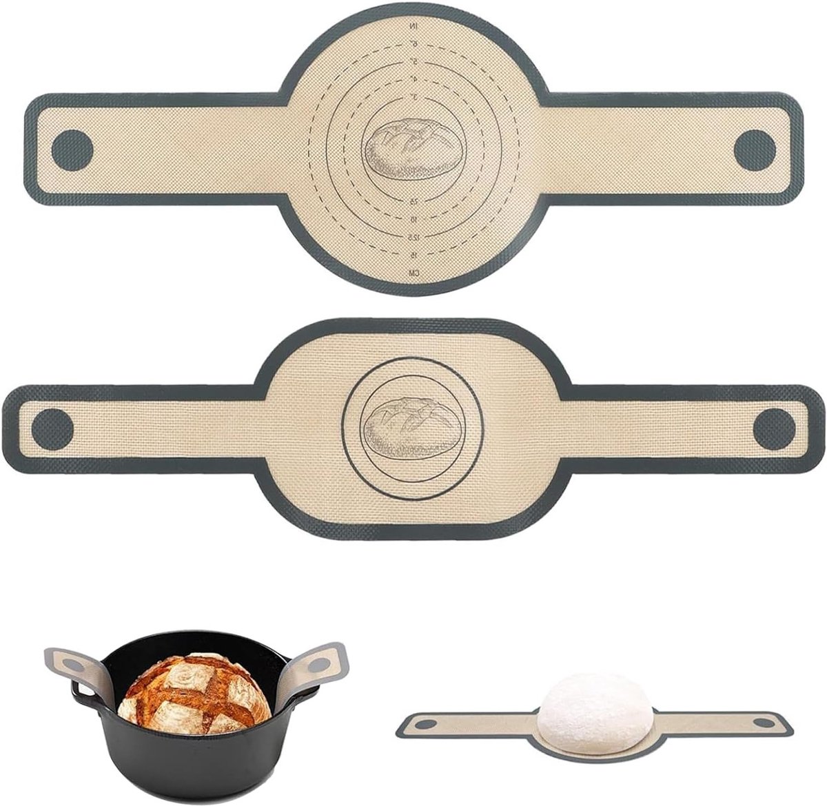 Herbruikbare bakmat voor Dutch Oven - Silicone, antiaanbak, hittebestendig en milieuvriendelijk, ideaal voor zuurdesembrood (ronde en ovale vormen)