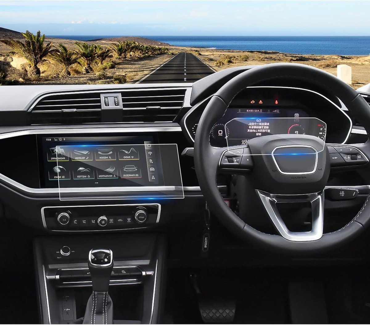 2 Stuks Gehard Glas Screen Protector voor Audi Q3 F3 2019-2024 - 9H Bescherming voor Navigatie en Dashboard Scherm
