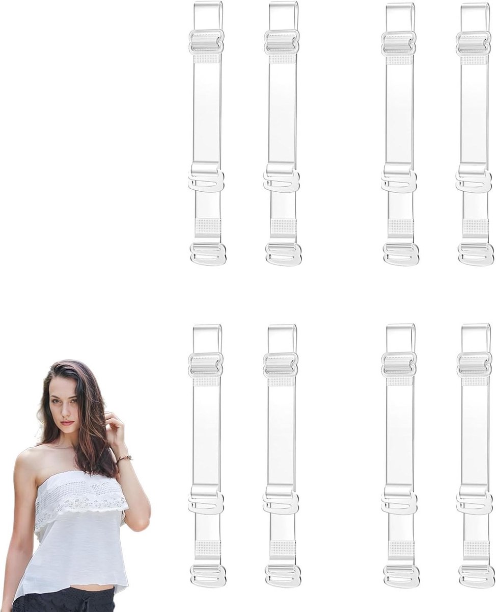 Onzichtbare en verstelbare transparante bh-bandjes - 4 paar zachte, antislip straps voor strapless bh's, ideaal voor zomerfeesten en dagelijks gebruik