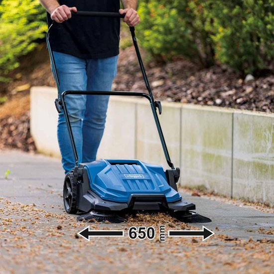 Veegmachine - Handveger - Opritten Reinigen - 3 Borstel Systeem - 65 cm Veegbreedte - Grijs — afbeelding 5