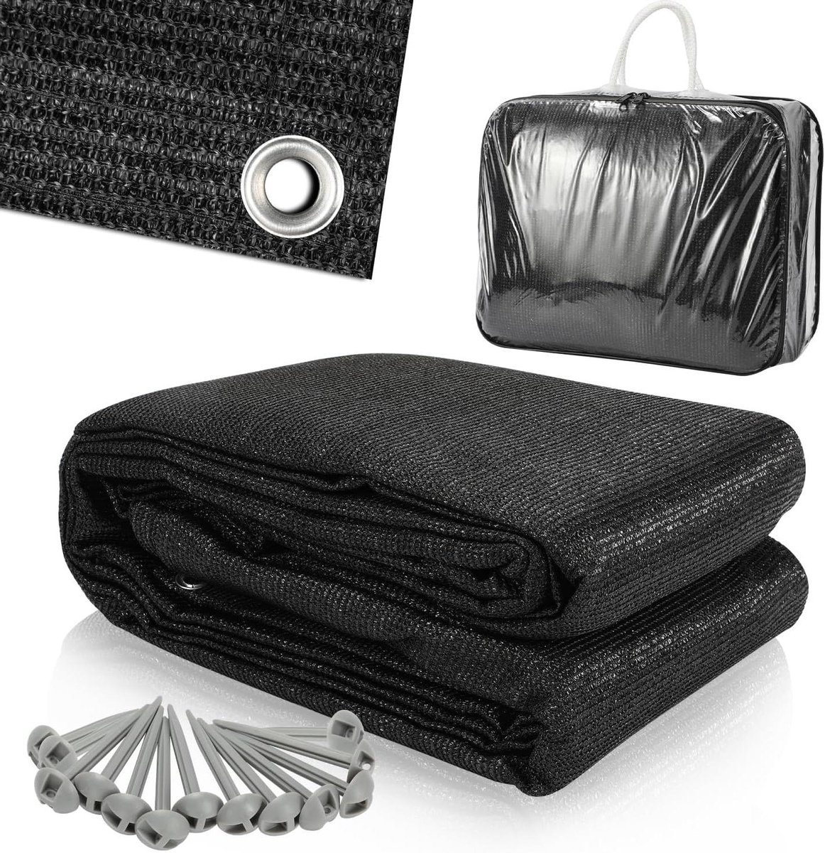 Voortenttapijt - Luifel tapijt campingmat - Kamperen en buiten - Ademend en vochtbestendig - 300 x 400 cm - Zwart