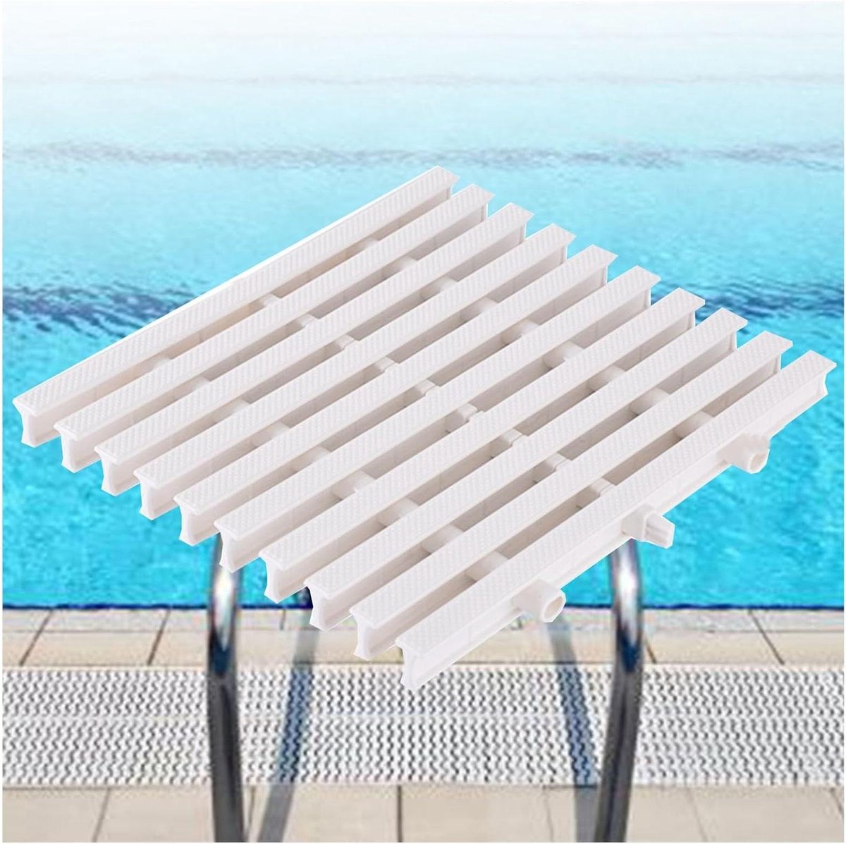 Zwembadrooster Set - Afvoergoot Verbinding - Efficiënte Waterafvoer - 360° Flexibele Pasvorm - 20 x 100 cm - Grijs