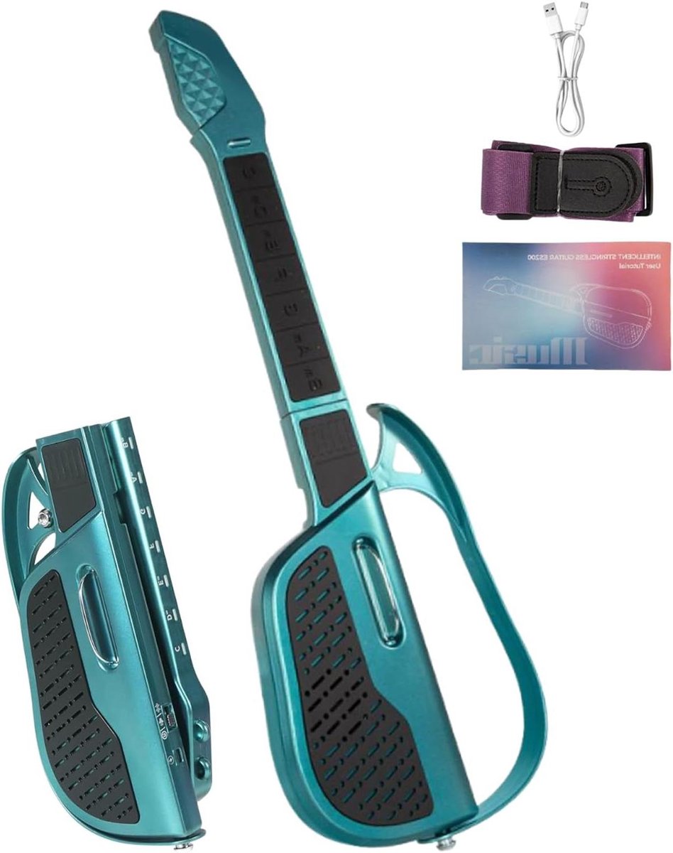 Kinder Gitaar Speelgoed - Snarenloze Gitaar Opvouwbaar - Muziekonderwijs - Slimme Sensor Integratie - 18 x 9 x 37 cm