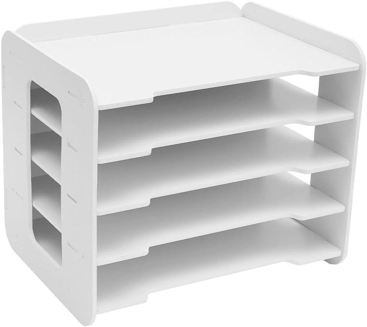 Papier Organizer - Documentenlade Bureau - Kantoor Organisatie - Vijf Lagen - 34 cm Breed - Wit