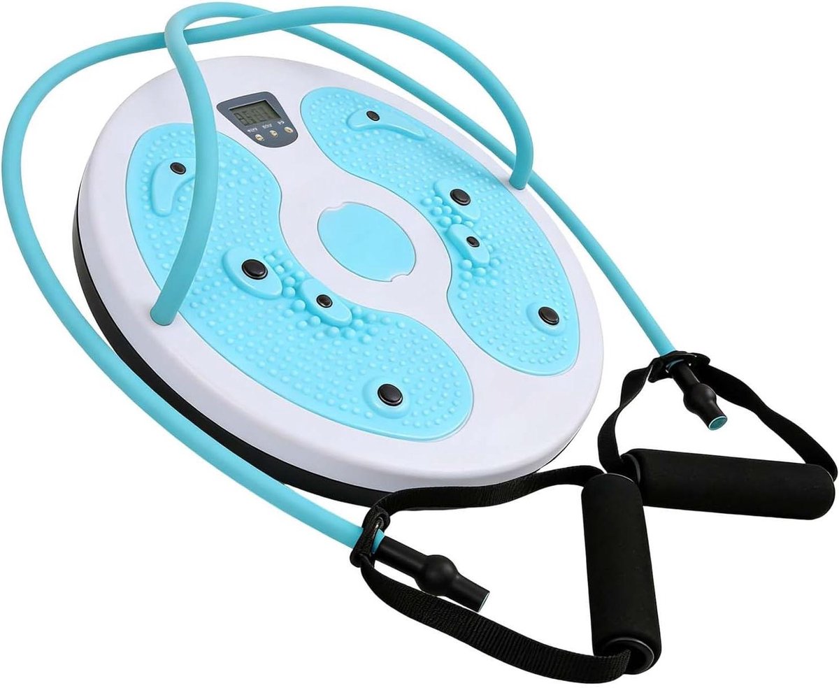 Draaibare schijf - Buiktrainer twistboard - Taille trainen - Met voetmassage - 28 cm - Blauw wit