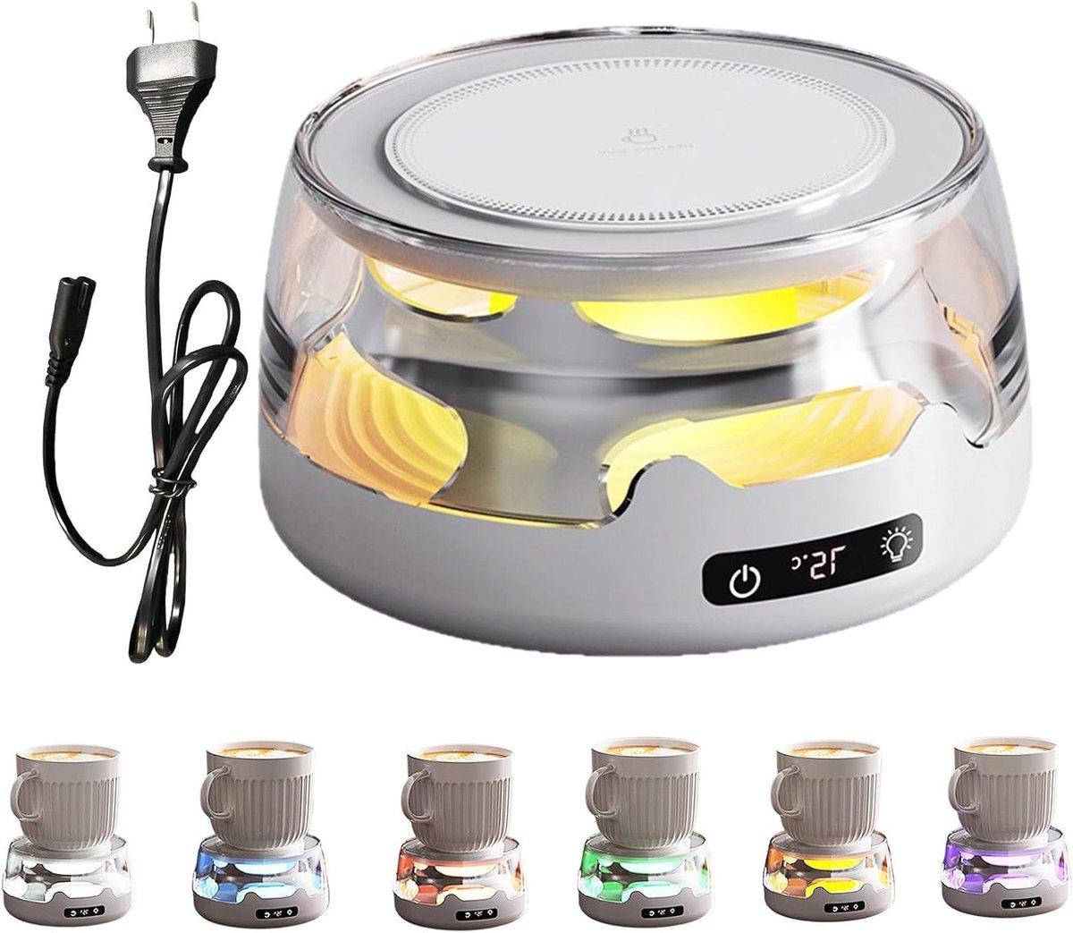 Bekerwarmer - Drankverwarmer - Warme Dranken - 4 Temperatuurstanden - 13.2 cm breed - Wit
