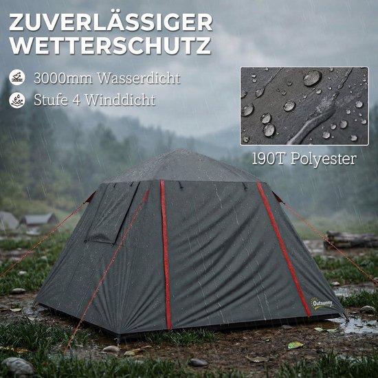 Outsunny Koepeltent-Glasvezel, Polyester-210L x 210B x 150H cm-Donkergrijs van Outsunny — afbeelding 3