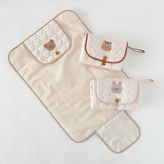 Draagbaar aankleedkussen - Schattig beertje, lichtgewicht, opvouwbaar, waterdicht aankleedkussen, voor voor op reis en buitenshuis, kraamcadeau (beer) — afbeelding 3