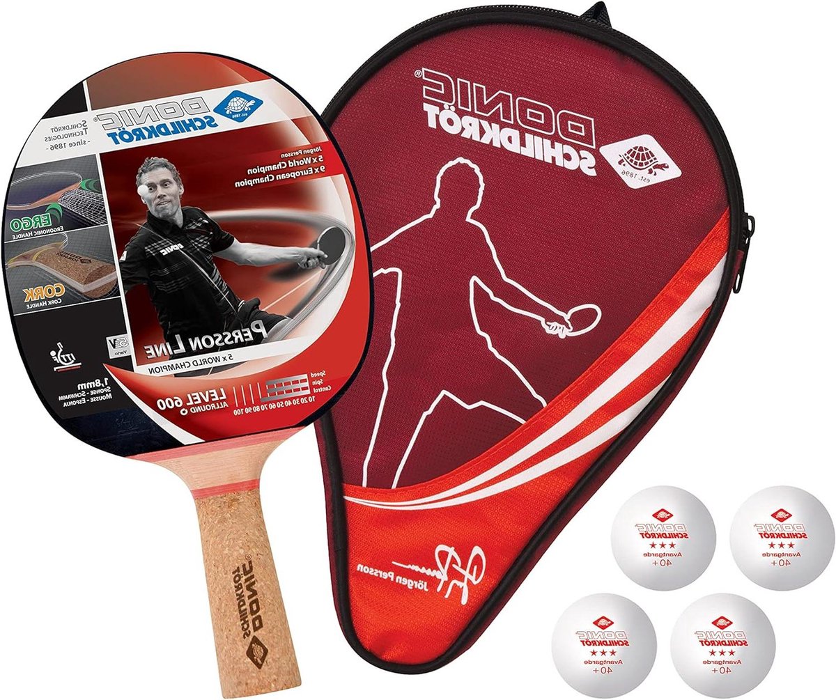 Donic-Schildkröt Tafeltennis cadeauset Persson 600, 1 racket met kurk-handvat, 3 ballen 3 x 1 rackethoes, leuke complete set voor onmiddellijke start