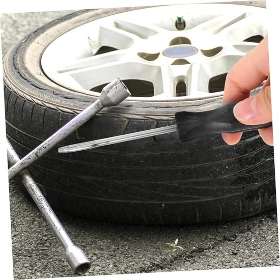 Reparatieset Banden - Lekke Banden - Onderweg Repareren - T-greep Ontwerp - 15.5cm Lengte - Zilverkleurig van Merkloos — afbeelding 2