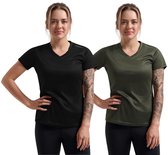 Rogelli Promo Dames 2 pack Sportshirt - Korte mouw - Zwart/Groen