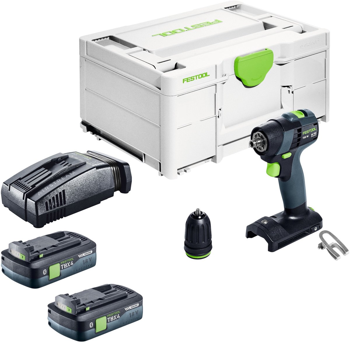 Festool TXS 18-Basic accuboormachine 18 V 40 Nm borstelloos + 2x accu 4,0 Ah + snellader + Systainer