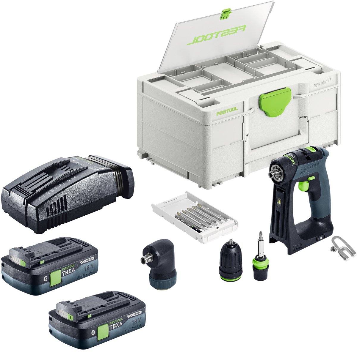 Festool CXS 18-Basic-Set accuboormachine 18 V 40 Nm borstelloos + 2x accu 4,0 Ah + snellader + Systainer