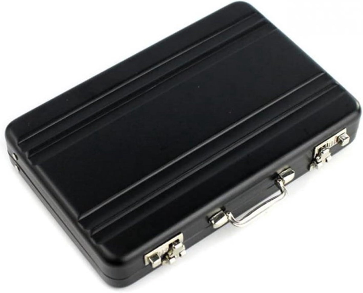 Houders Mini Koffer - Kaarthouder Portemonnee - Kaarten Organiseren - Compact Aluminium Ontwerp - 9.6 x 6.5 x 1.6cm - Zwart