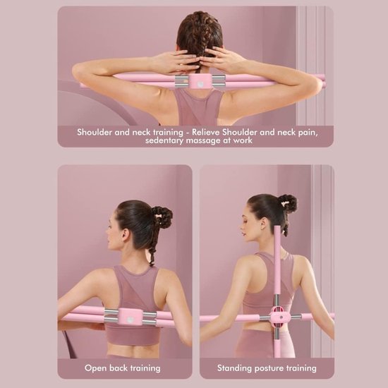 Yoga Stok - Houding Corrector - Rug Verbeteren - Verstelbare Lengte - 62-92 cm - Grijs — afbeelding 4
