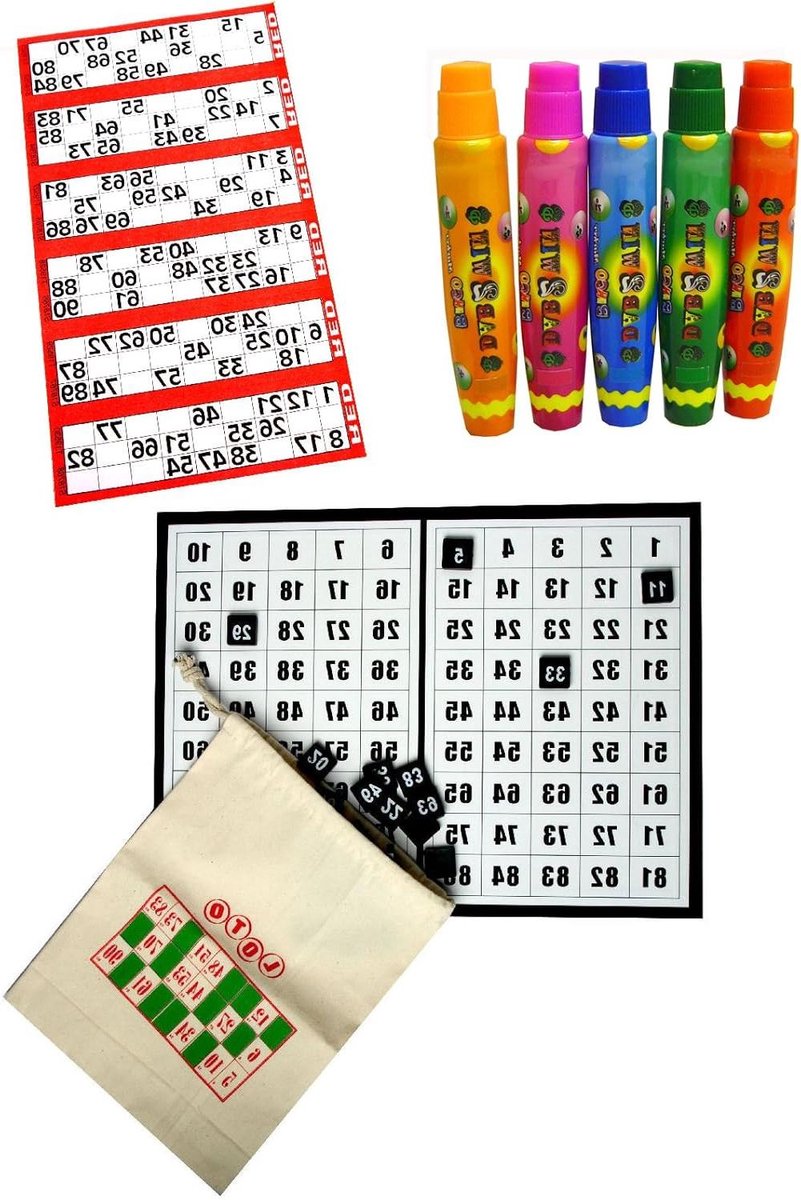 Bingo Starter Kit - Spel Set - Bingo Spelen - Compleet met Schijven - 600 Tickets - Multicolor