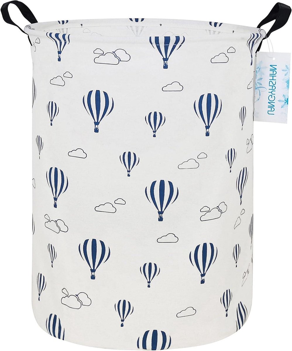 Opvouwbare Wasemmer - Opbergmand Ronde Doos - Speelgoed Opbergen - Waterdichte Binnenlaag - 50 x 40 cm - Blauwe Ballon