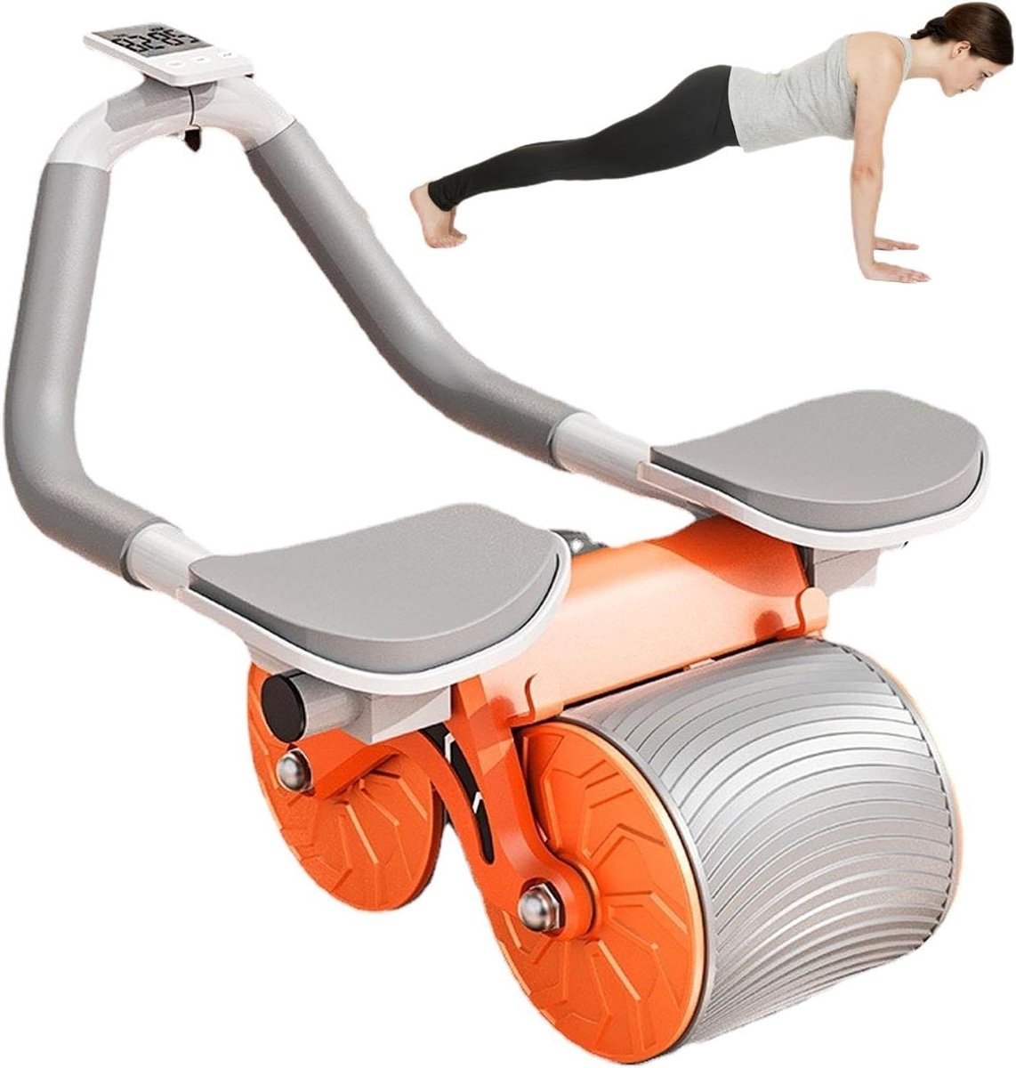 Buikwiel AB-roller - Buikspierwiel Fitnesswiel - Kracht opbouwen - Met elleboogondersteuning - 38 cm lengte - Zwart
