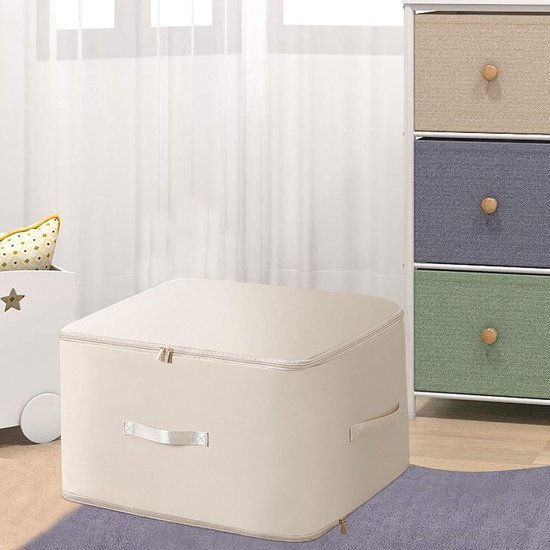 Dekbed Opbergzakken - Kleding Organizer - Kast Opbergen - Ruimtebesparend Compressie - 54x42x30cm - Beige — afbeelding 3