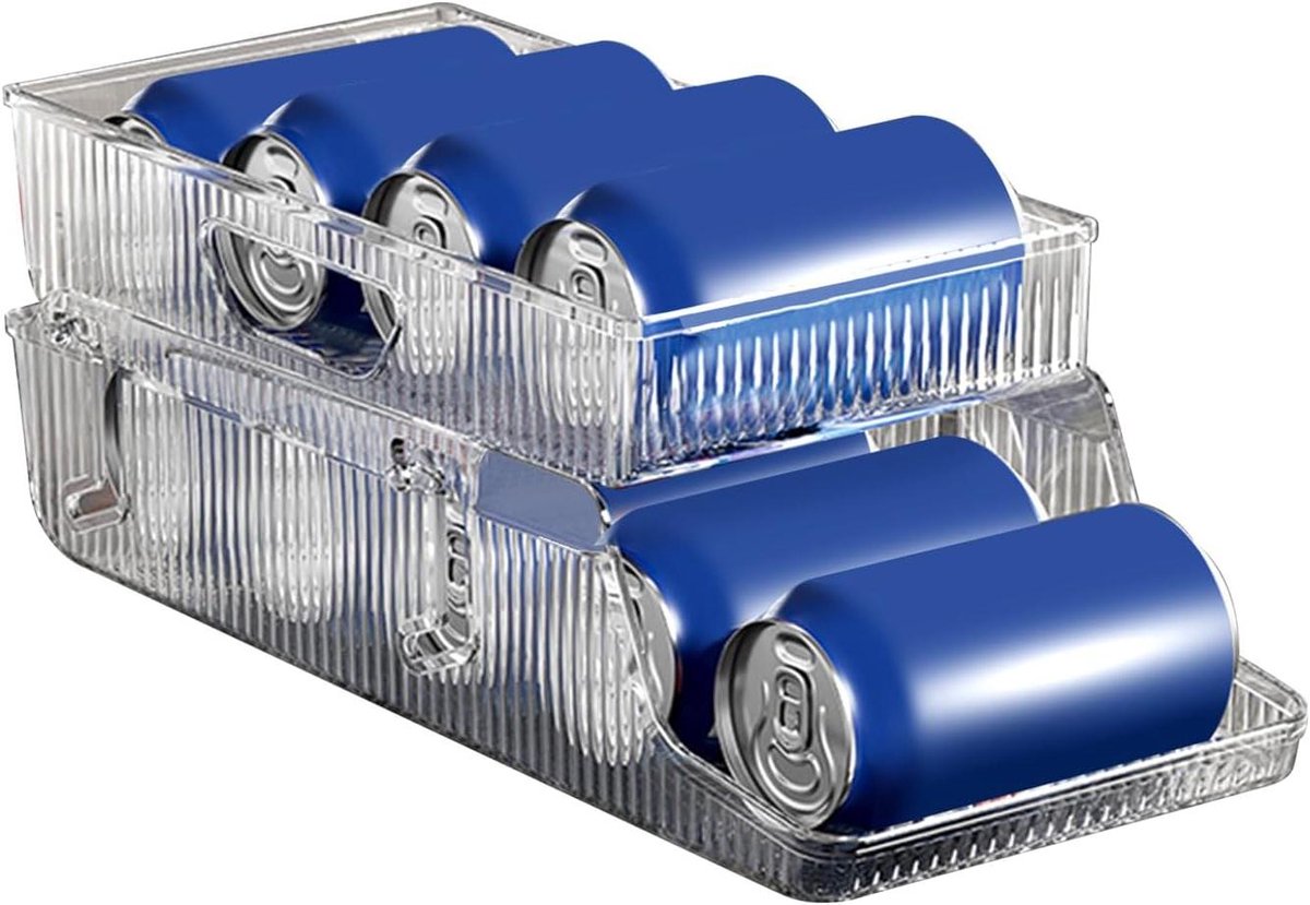 Koelkast Organizer - Drank Organizer - Blikjes Opslaan - Schuine Glijconstructie - 38.5x21.5x10 cm - Transparant