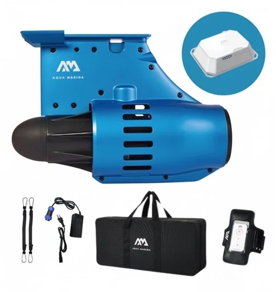 Aqua Marina BlueDrive S Power Fin - Elektrische SUP Motor - E-Surf Motor voor SUP & Kajak - 12V DC - Inclusief Accu & Afstandsbediening - Universele Vinbox Montage - Blauw