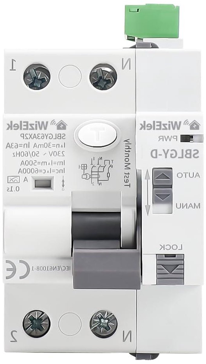 Aardlekschakelaar 30mA - Differentiaalschakelaar Stroomonderbreker - Elektrische Veiligheid - Automatische Herbewapening - 63 A - Grijs